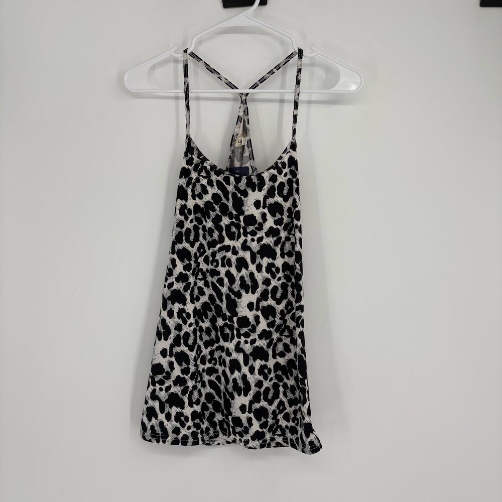 NWT Anna-Kaci Gray Black Animal Print Racerback Skinny Tank Too Size Large